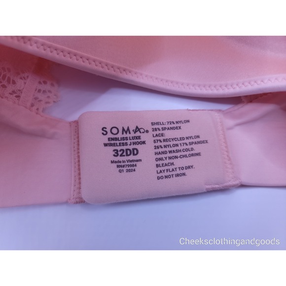 Soma 32DD Enbliss Luxe Wireless J Hook Pink Bra - Picture 3 of 3